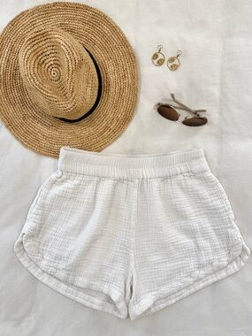 ✨ Rip Curl White Cotton Gauze Elastic Beach Summer Lightweight Shorts Size M ✨